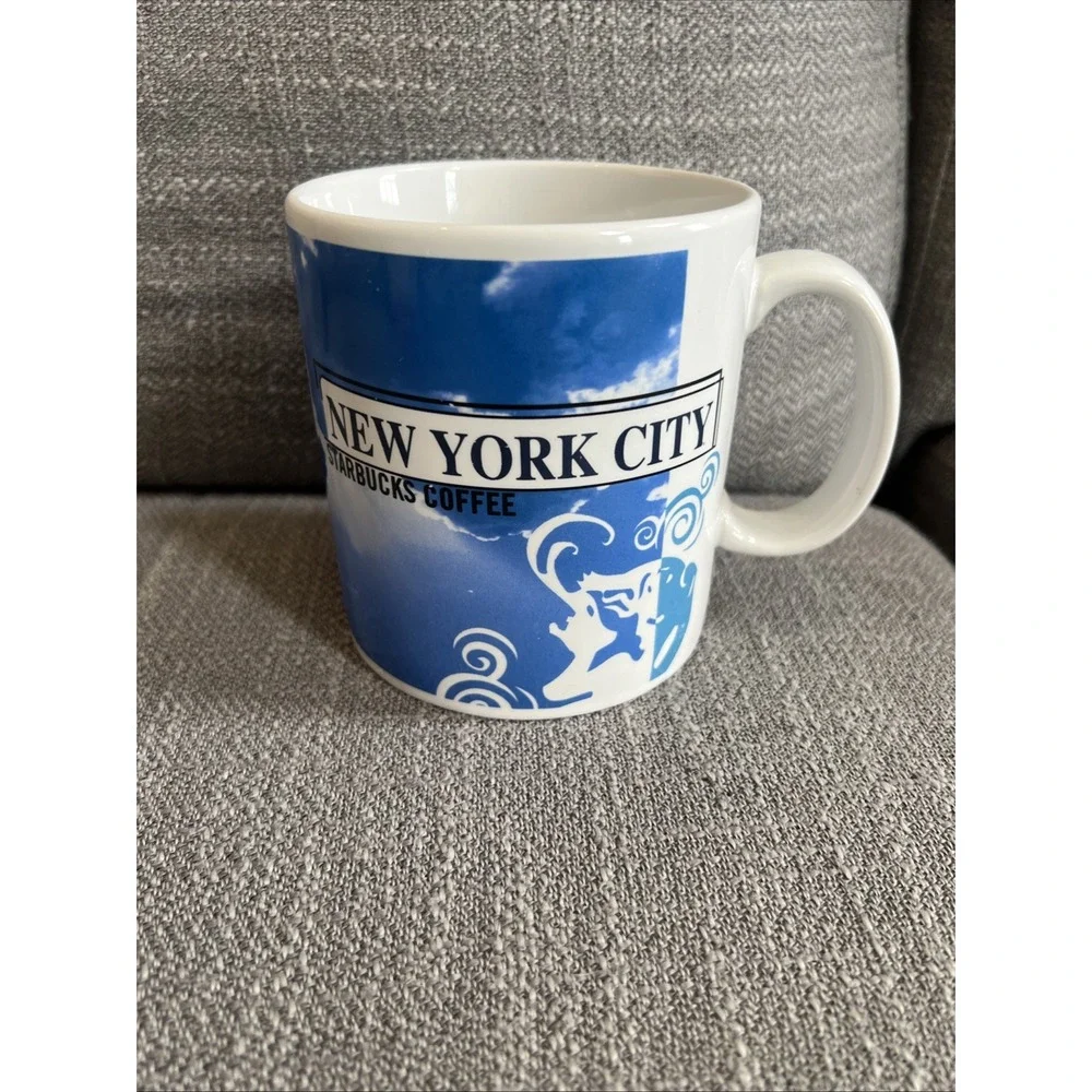 Starbucks Y2K 1999 Coffee NEW YORK CITY Blue White Jumbo 20oz Coffee Tea Mug Cup
